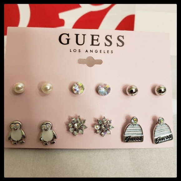 guess silver earrings